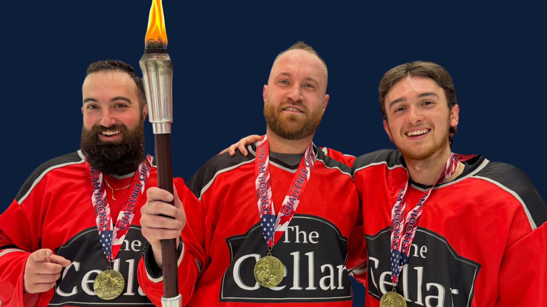 Adult Team Red Jerseys Holding Torch